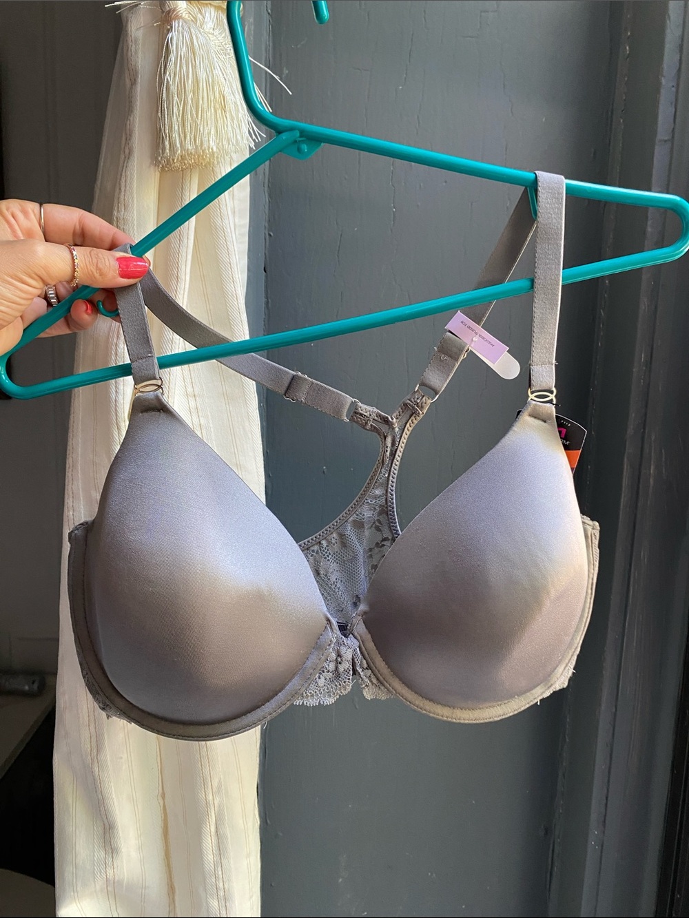 Maidenform Gray Lace-Back T-Shirt Bra